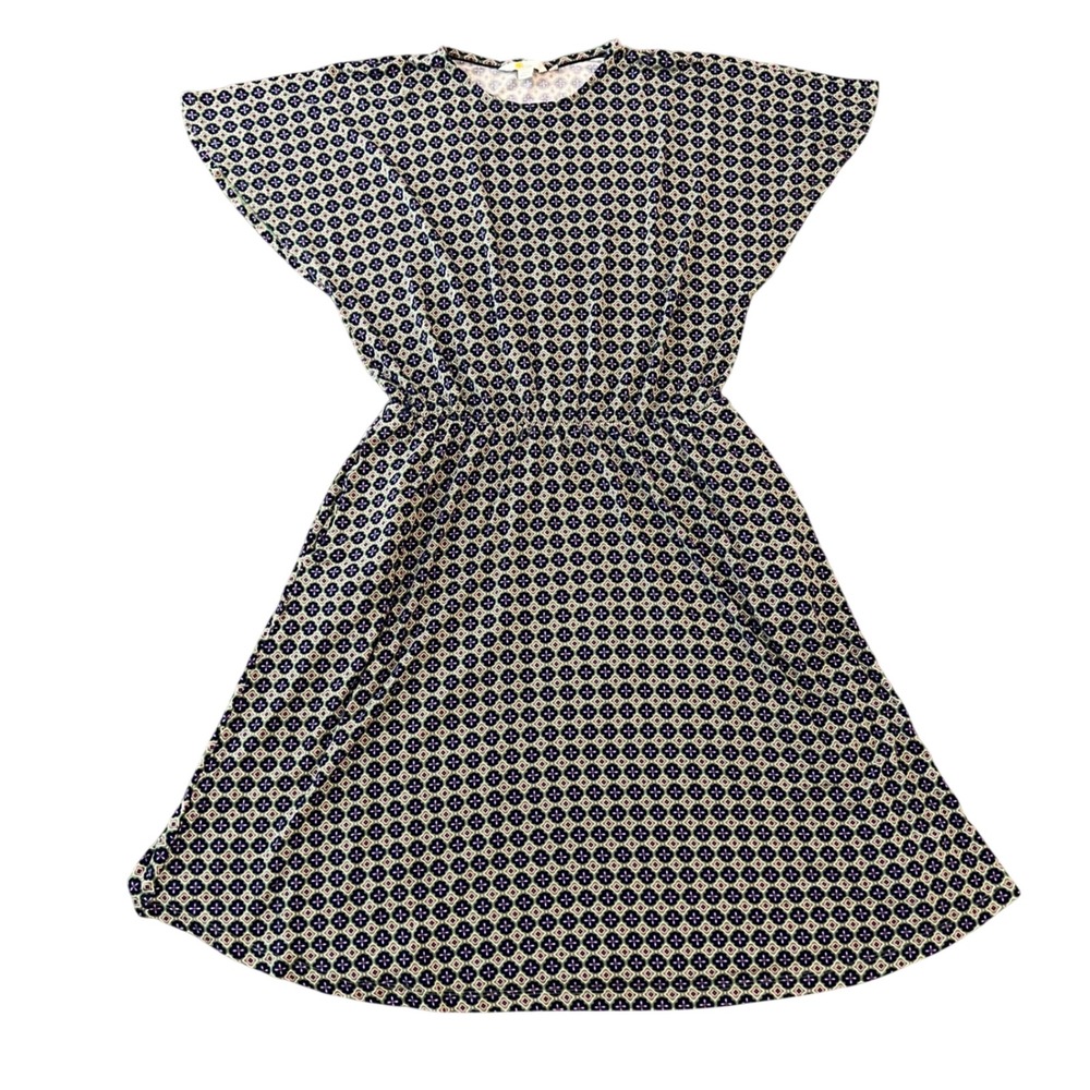 Boden Geometric Tile Print Jersey Dress Navy Green Pink US 12L